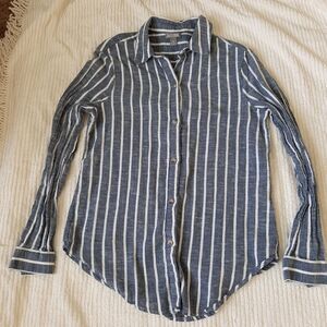 Falls Creek 100% Career Cotton Button Down Shirt Stripes Medium